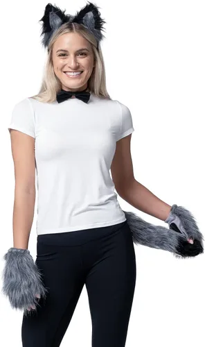 Vista 4 de Spooktacular Creations Wolf Ears Tail and Gloves Set, Furry Fox Accessories Set with Tail