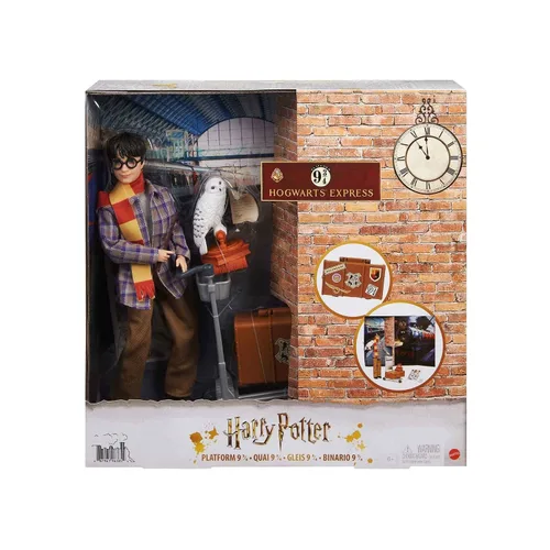 Vista 3 de Mattel Harry Potter - Muñeca coleccionable de plataforma 9 3/4 (10 pulgadas), posable, a la moda de viaje, con peluca, equipaje y accesorios, regalo