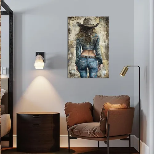 Vista 2 de Arte de pared de vaquero occidental Imágenes de mujeres vaquero Impresiones Póster de lienzo del suroeste Arte de decoración de pared occidental