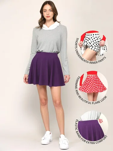 Vista 2 de Made By Johnny Minifalda plisada y elástica casual para mujer con pantalones cortos