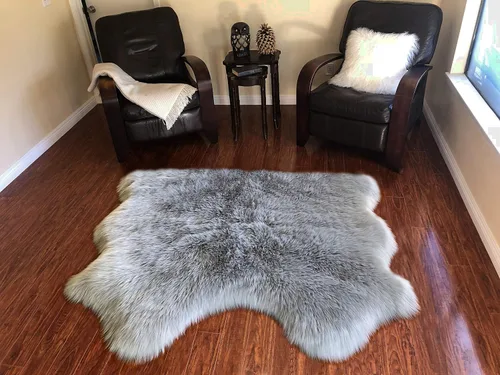 Vista 30 de LAMBZY Alfombra de piel de oveja auténtica, parte inferior gruesa y fuerte, fácilmente lavable, resistente a las manchas, perfecta para sala