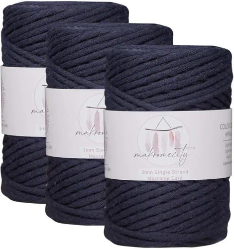 Vista 67 de Makromecity, Cordón de macramé de un solo hilo de 3 mm x 100 yardas (300 pies) de 3 mm de cordón de algodón azul bebé para arte y manualidades