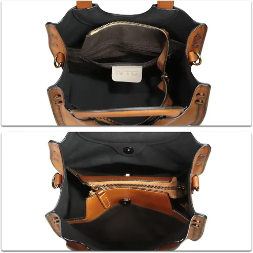 Vista 7 de Bolsos de cuero genuino para mujer, bolso de mensajero de moda vintage de cuero real, bolso de hombro, bolso cruzado