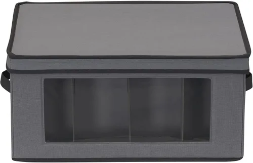 Vista 5 de Household Essentials Caja de almacenamiento para copas de vino tipo globo, estructura resistente y asas, panel con ventana, tapa completamente