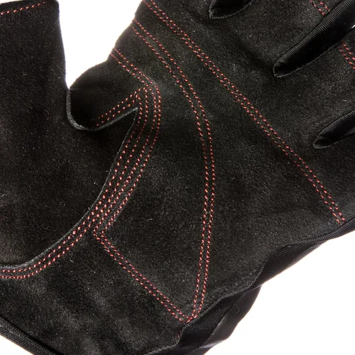 Vista 6 de Contraband Black Label 5150 - Guantes de cuero para levantamiento de pesas sin dedos, duraderos y ligeros, guantes de gimnasio de cuero dividido