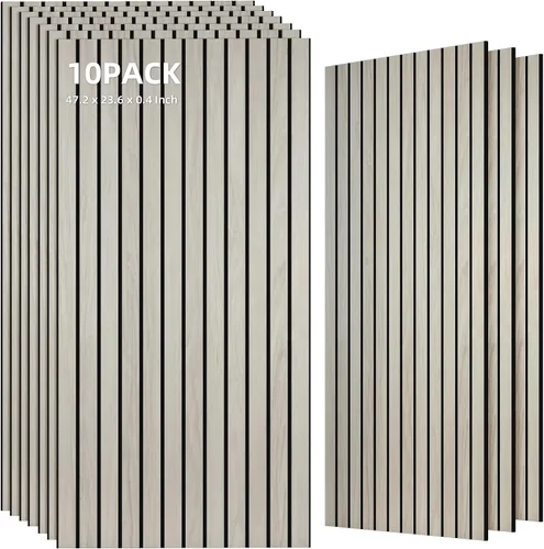 Vista 17 de TO-TH Juego de 4 paneles de pared insonorizados de 47.2 x 23.6 pulgadas con aspecto de madera, absorben el sonido, paneles acústicos grandes