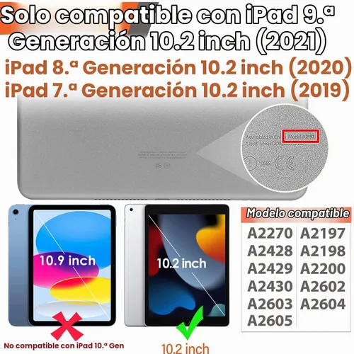 Vista 2 de SUPLIK Funda para niños para iPad de 9ª/8ª/7ª generación - 10.2 pulgadas 2021/2020/2019 Funda con protector de pantalla integrado, asa resistente a