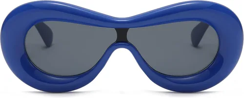 Vista 2 de Gafas de sol Y2K con marco grueso inflado para mujeres y hombres, divertidas sombras estéticas de gran tamaño, gafas ovaladas de color caramelo
