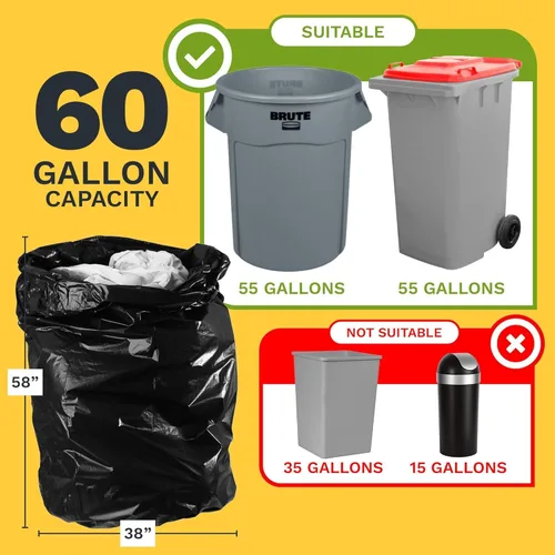 Vista 2 de ToughBag Bolsas de basura de 55-60 galones (100 unidades) (negro, 58 x 38 pies)