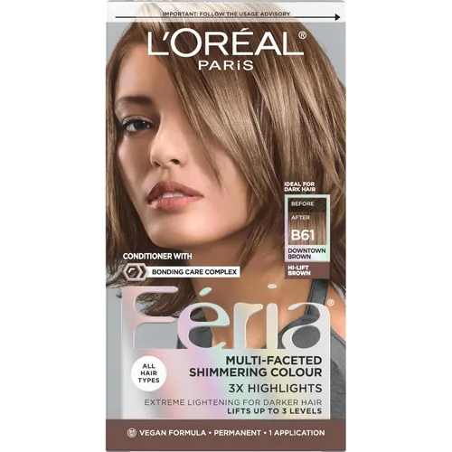 Vista 84 de L'Oreal Paris Feria - Tinte permanente brillante multifacético para el cabello, tinte de alta intensidad para reflejos 3X, 10 negro azabache