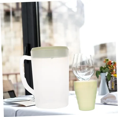 Vista 6 de BESTOYARD Jarra grande con tapa, jarra de 1 galón para servir bebidas, recipiente transparente con tapa, bebida molida espresso