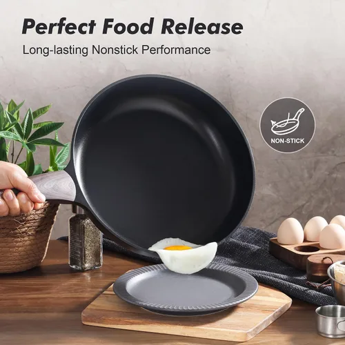 Vista 5 de SENSARTE Sartén antiadherente con tapa, sartén de 12 pulgadas, sartén antiadherente de 5 cuartos con tapa, sartén de inducción, sartén saludable