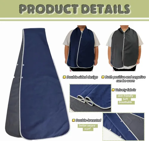 Vista 5 de Baberos para adultos, 2 unidades, protectores de ropa lavables para personas mayores y discapacitados, baberos impermeables para adultos
