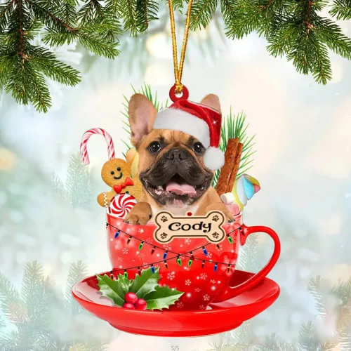 Vista 64 de NAZENTI Adorno personalizado de Alaskan Malamute en taza roja, adorno de Navidad personalizado para perros amantes de las mascotas, colgante