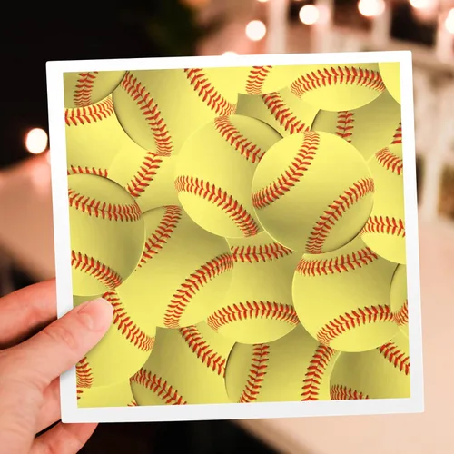 Vista 7 de 3dRose Juego de 12 tarjetas de felicitación con patrón de softbol amarillo y rojo con diseño de bolas blandas Deportivas Deportivas Deportivas Juego