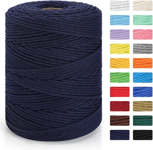 Vista 15 de Cordón de macramé de 0.157 in x 328 yardas Cuerda de macramé 100% algodón natural Cuerda de algodón trenzado de 4 hebras para manualidades, Beige