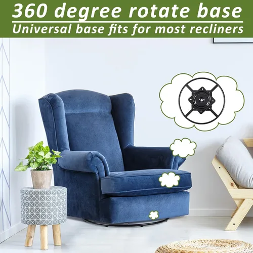 Vista 7 de Blulu Kit de base de anillo giratorio de 20 pulgadas para sofá reclinable de alta resistencia con piezas de repuesto de silla giratoria de 10