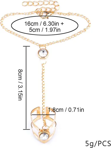 Vista 5 de Pulsera para niñas adolescentes anillo geométrico con punta de flecha con cadena de dedo pulseras elásticas de joyería bohemia oro talla única