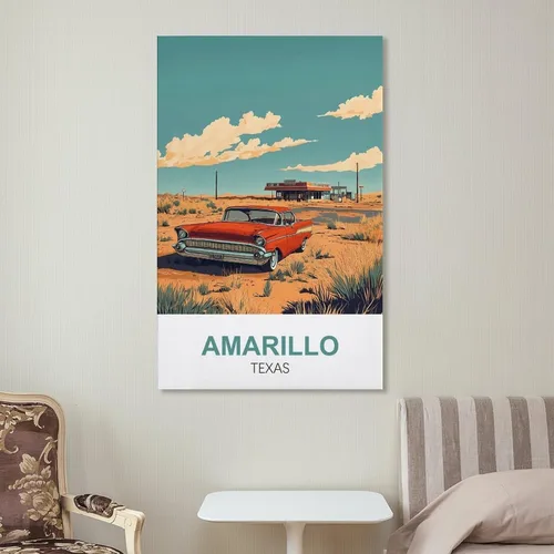 Vista 7 de Amarillo Texas Vintage Travel Poster 12x18inch(30x45cm) Canvas Wall Art Prints Frame