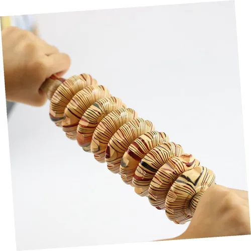 Vista 3 de POPETPOP Rodillo masajeador abdominal de mano de nueve ruedas de madera, herramienta de alivio muscular multifunción para terapia corporal, masaje