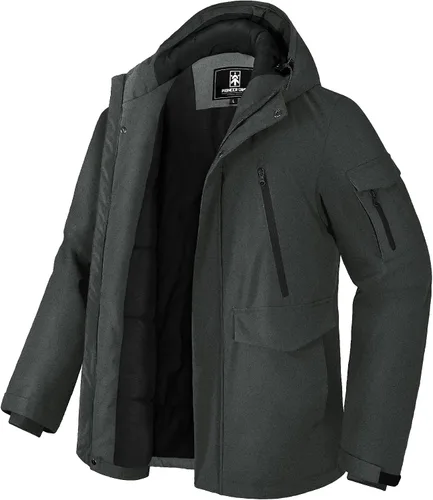 Vista 7 de Pioneer Camp Abrigo de invierno para hombre, impermeable, con forro polar, chaqueta de invierno cálida con 9 bolsillos, aislada, resistente al