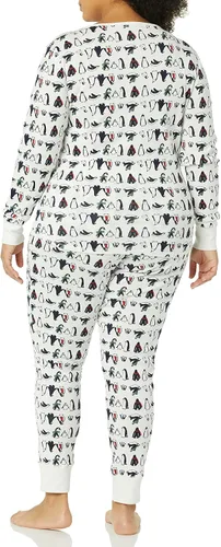 Vista 4 de Tienda Essentials Women's Snug-Fit Cotton Pajama Set (Available in Plus Size)