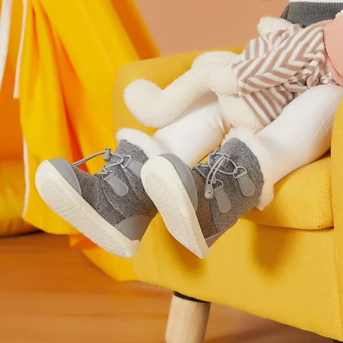 Vista 3 de BMCiTYBM Botas de nieve para bebés y niños pequeños, zapatos de invierno para niños y niñas, zapatos de bebé de piel sintética para clima frío