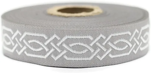 Vista 19 de Carrete de 10.9 yardas 0.79 pulgadas de ancho azul celta Claddagh bordado Jacquard Ribbon 20272