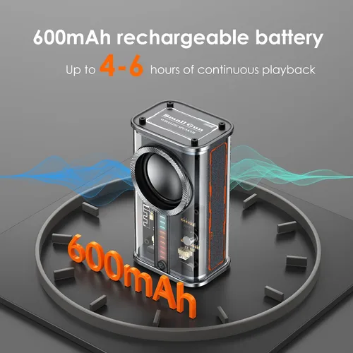 Vista 7 de Altavoz Bluetooth portátil con luces, mini altavoz Bluetooth inalámbrico transparente con TWS, perfecto pequeño altavoz con sonido HD y bajo