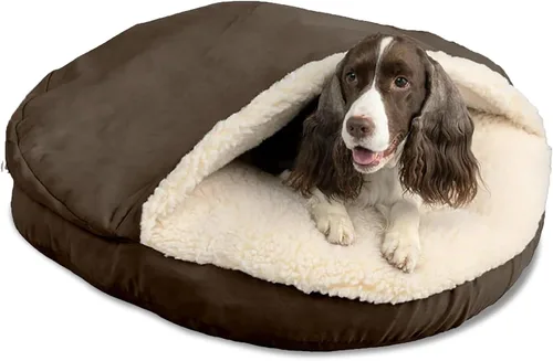 Vista 10 de Snoozer Cama de lujo de microsuede acogedora estilo cueva para mascotas, pequeña, antracita