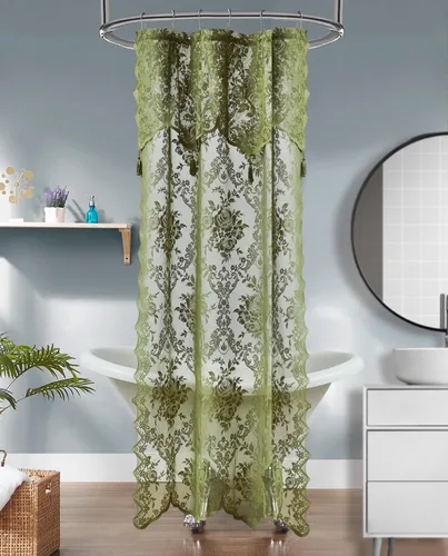 Vista 19 de Warm Home Designs Cortina de ducha negra con cenefa. LA Black 36 Negro