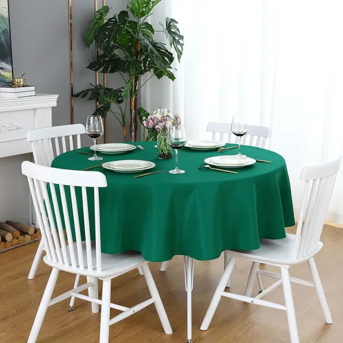 Vista 19 de FOLINS&HOME Mantel redondo de poliéster verde manzana de 48 pulgadas impermeable de alta resistencia sin arrugas, tela circular para mesa, a prueba