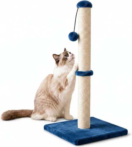 Vista 11 de Dimaka - Poste rascador para gatos de 34 pulgadas de alto, con cuerda de sisal y cubierto con suave felpa suave, rascador vertical