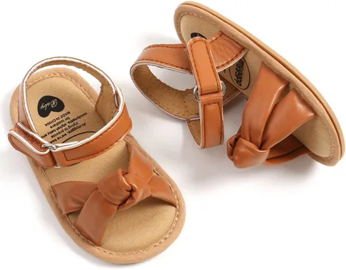 Vista 4 de COSANKIM Sandalias de verano para bebés y niñas con suela suave de flores, zapatos de vestir para cuna, recién nacidos, para recién nacidos