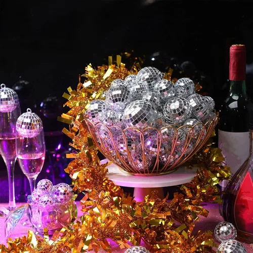 Vista 3 de Funtery 100 Piezas Bolas de Discoteca con Espejo a Granel Surtidas Plateadas Colgantes Decoración de Bolas de Discoteca para Hogar Boda Cumpleaños