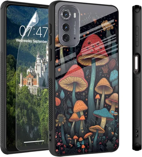 Vista 11 de Funda para Motorola Moto Edge 2022, cubierta trasera de vidrio templado con protector de pantalla, protección a prueba de golpes para Motorola Moto