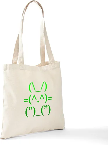 Vista 6 de CafePress Ascii Rabbit Tote Bag - Bolsa de lona natural, bolsa de compras reutilizable