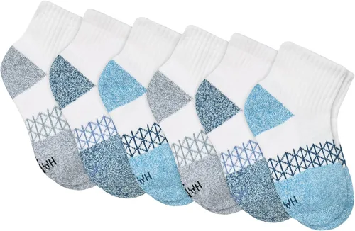 Vista 4 de Hanes Calcetines para niño, tobillos, tripulación y invisibles, paquete de 6, calcetines deportivos acolchados Absolute Active para niños, absorben