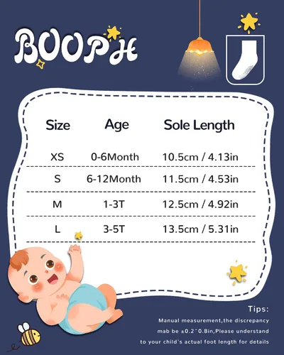 Vista 7 de BOOPH Calcetines antideslizantes para bebés, niños y niñas, con agarres, 12 pares