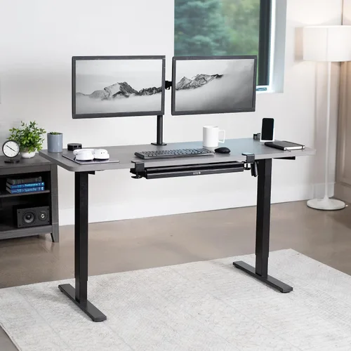 Vista 2 de VIVO DESK-DR22L - Cajón deslizante extraíble para debajo de la mesa de 22 pulgadas para escritorio de oficina, organizador de almacenamiento poco