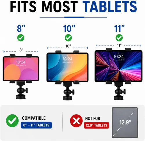 Vista 3 de Acuvar Soporte universal de trípode para tableta, adaptador de soporte ajustable para iPad, Samsung Galaxy Tab y Surface, se adapta a tabletas de 8