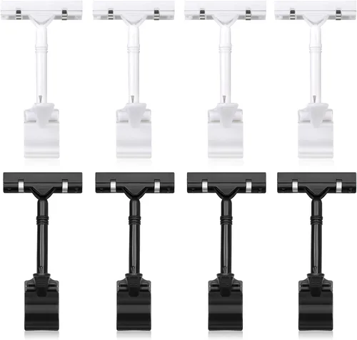 Vista 8 de Mlici Soporte acrílico para letreros con abrazadera, clips de exhibición de doble cabeza de 6 x 9 pulgadas con protector de tarjeta de PVC, clip