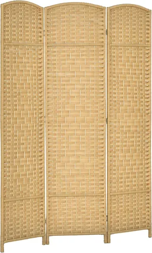 Vista 12 de HOMCOM Divisor de habitación de 3 paneles, pantalla de privacidad plegable de 6 pies de alto, partición de pared independiente tejida a mano