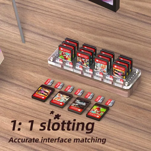 Vista 2 de FEIFANZHE Switch Game Storage - Funda de madera para tarjetas de juegos de Nintendo Switch, soporte para tarjetas de juego, caja de almacenamiento
