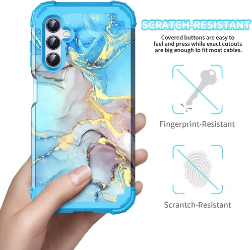 Vista 7 de Funda para Galaxy A15, tres capas de plástico duro resistente a prueba de golpes y silicona suave híbrida contra caídas para niñas y mujeres, funda