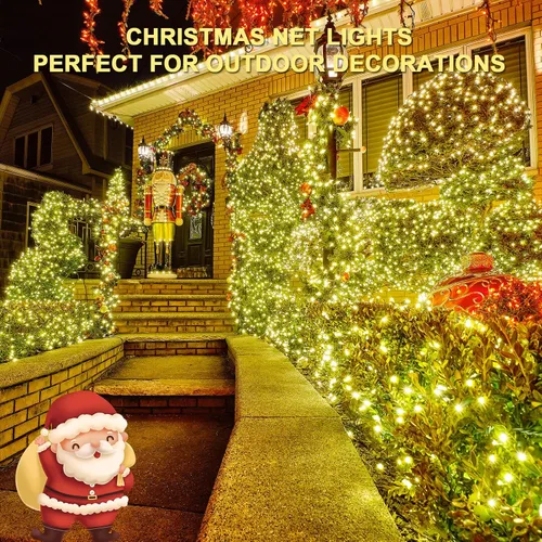 Vista 3 de JMEXSUSS 360 Luces LED de Red de Navidad para Exteriores Impermeables, Conectables de 12 pies x 5 pies, Luces de Red para Exteriores de Malla
