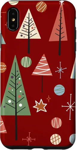 Vista 7 de Funda decorativa para iPhone 14 Retro de mediados de siglo para árbol de Navidad