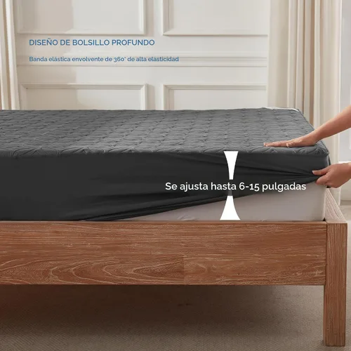 Vista 4 de BEDLORE Protector de colchón impermeable, protector de colchón de tamaño individual con bolsillo profundo de 6 a 15 pulgadas de profundidad, suave