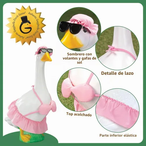 Vista 4 de Fox Valley Traders Gaggleville Bikini - Traje de ganso, se adapta a una estatua grande de 23 pulgadas de alto Rosa