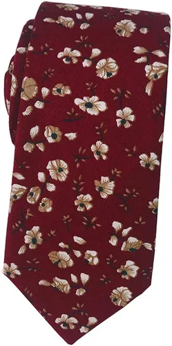 Vista 48 de Corbata de algodón floral para hombre, corbata delgada impresa de 2.56'' 01-Bean Pasta Rosa